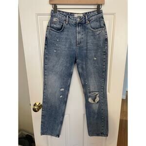 We The Free Womens Jeans Size 26 Distressed All Cotton High Rise Straight Leg